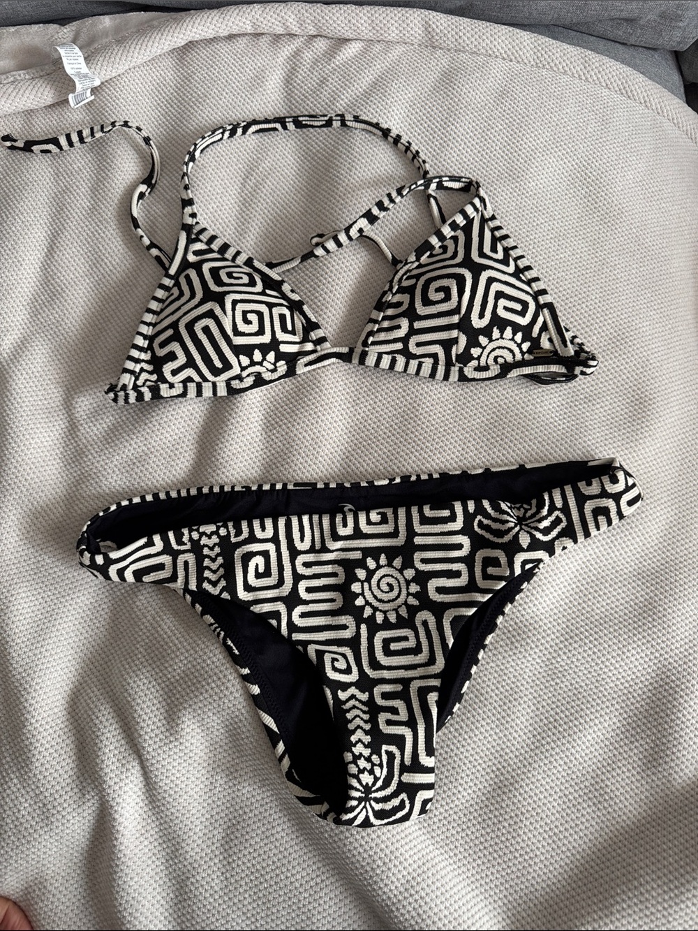 Rip Curl Black and White Geometric Triangle Bikini